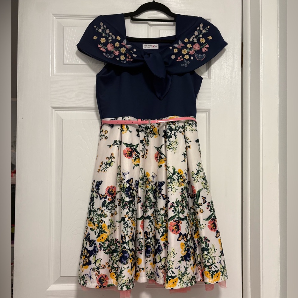 Knitworks Navy and Floral Kids Dress